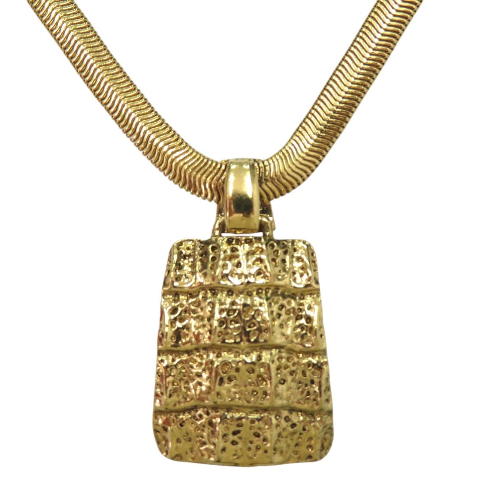 美品 vintage ヴィンテージ クロコ型押し ネックレス 合金/メッキ ゴールド 1622【中古】 レディース