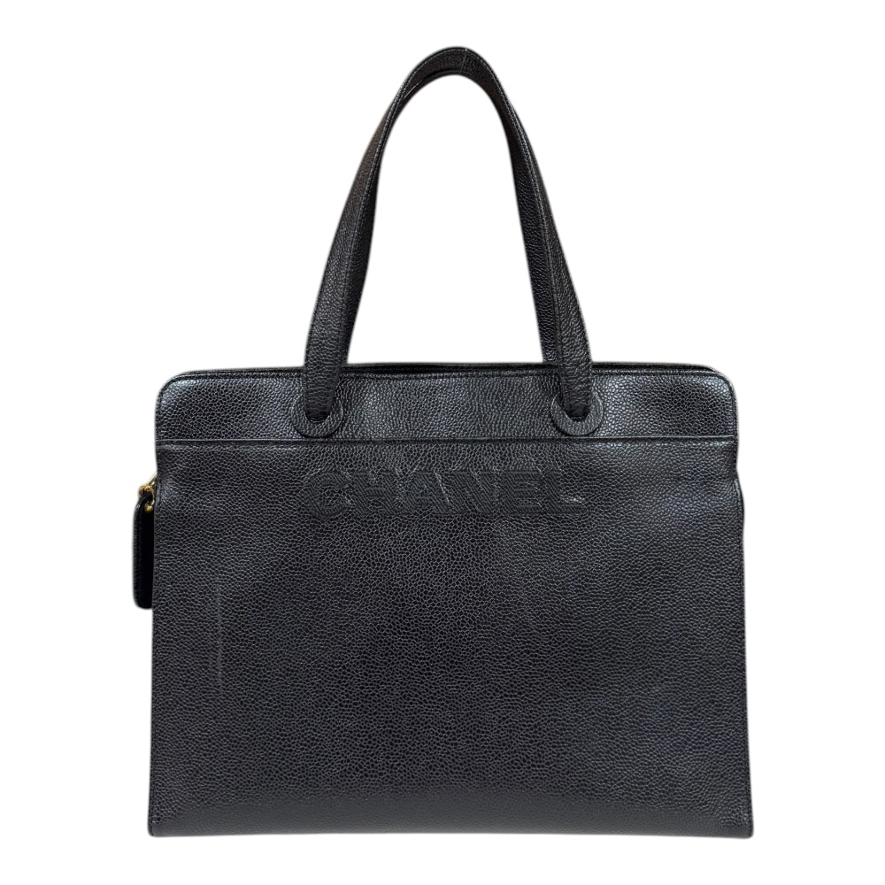 シャネル ハンドバッグ キャビアスキン ブラック CHANEL 中古