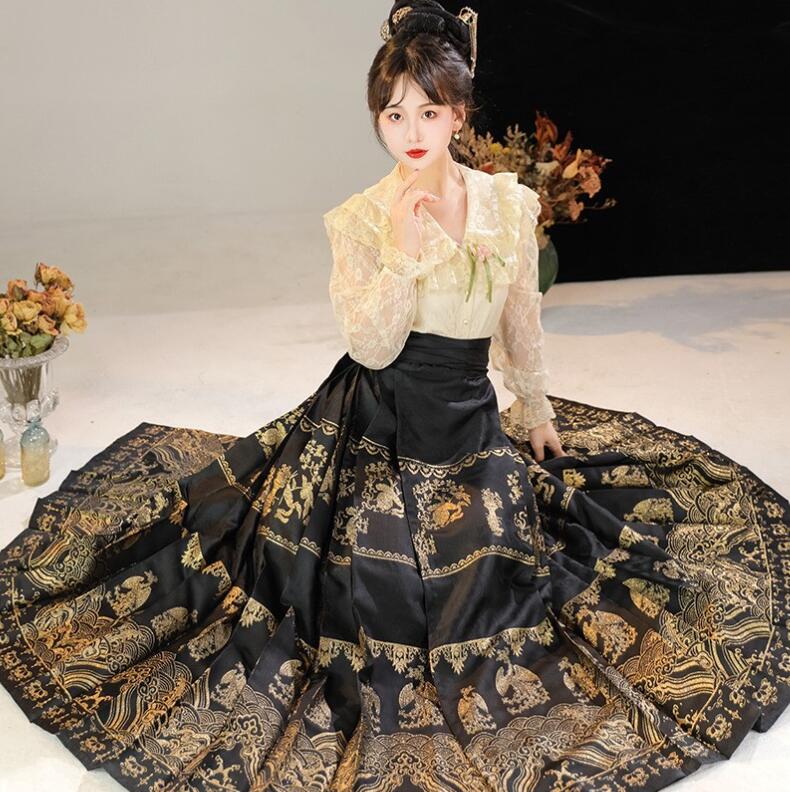 中華古代服 フレアスカート プリーツスカート ロングスカート 裾幅大きい 明制漢服 唐装 古典美人服 舞台衣装 ステージ衣装 中華服 チャイナ服 中華風 チャイナ風 華流衣装 チャイナドレス イベン 6,762円