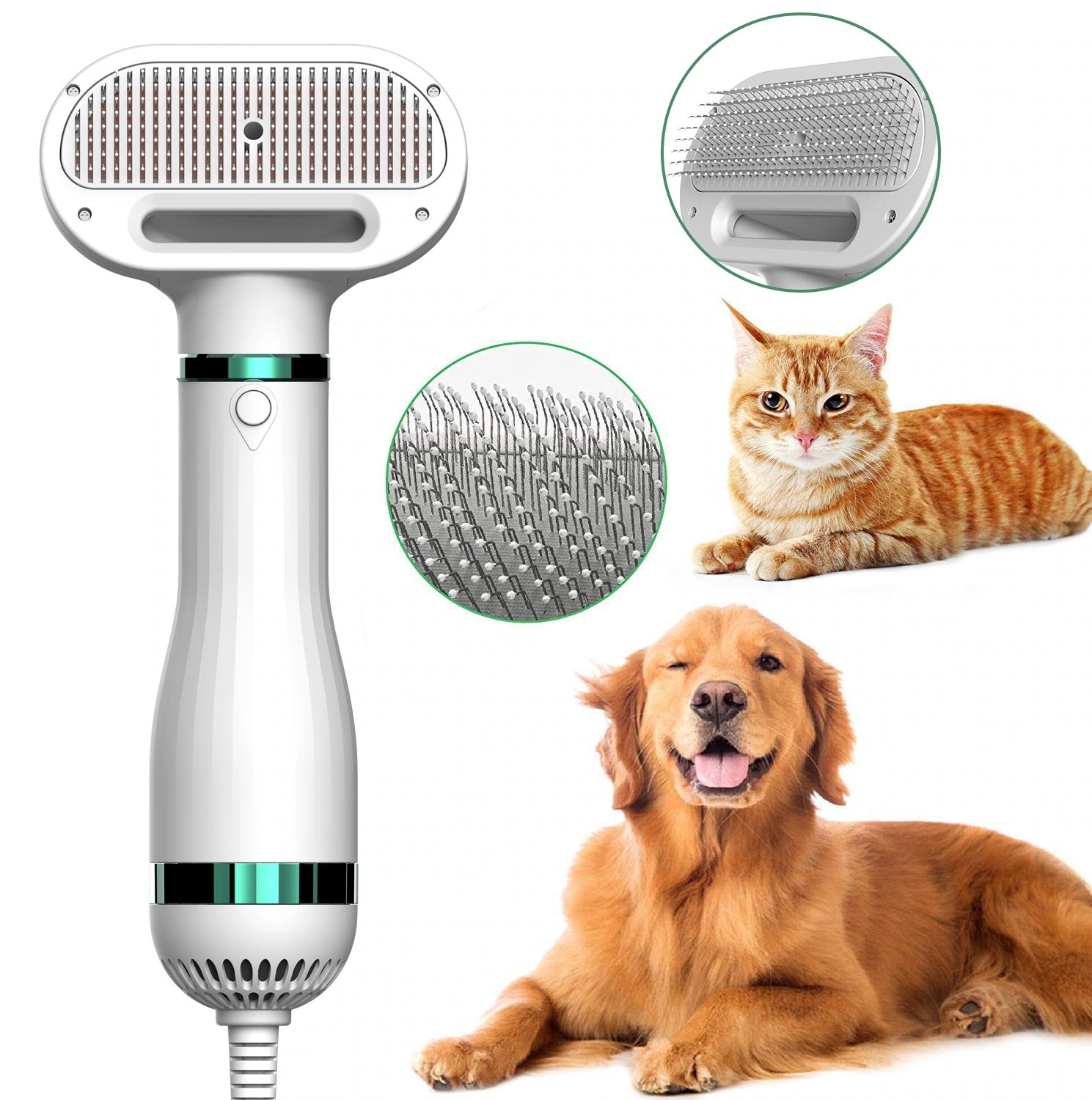 ブラシペットドライヤー猫犬温度 ペットドライヤー 犬 猫用 ヘア乾燥機 トリミングヘアドライヤー 猫用くし ペットブラシ 犬毛の美容 調節可能