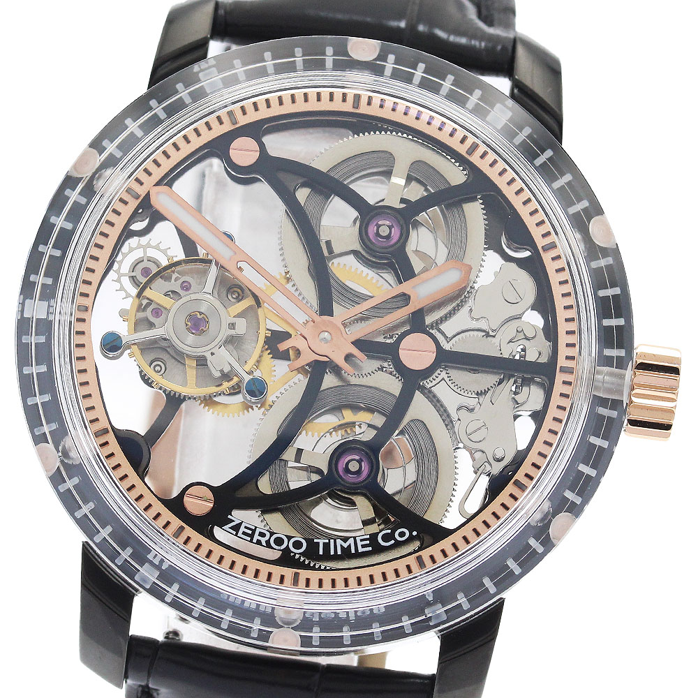 ゼロタイム ZEROO ZT005SBR T5 アーチャー フルスケルトン 手巻き メンズ 良品 箱・保証書付き_889418【中古】