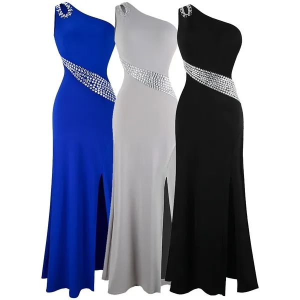 エンジェルファッションの女性のシングルショルダービーズFurcalロングイブニングドレスウェディングドレス