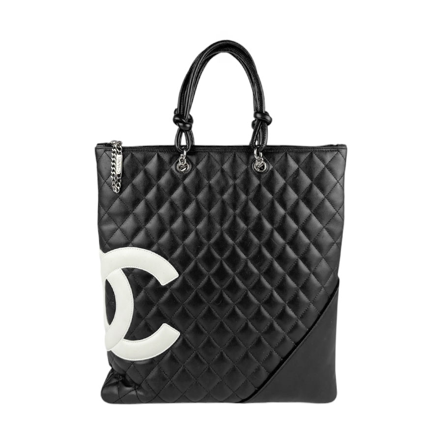シャネル CHANEL ハンドバッグ カンボンライン ラムスキン ブラック×ホワイト レディース z4526 195,000円
