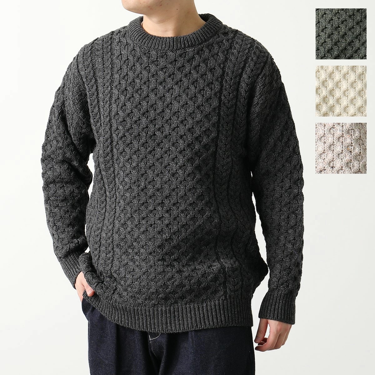 Aran Crafts アランクラフト アランセーター Merino crew neck sweater C1949 メンズ ニット 長袖 ウール クルーネック カラー4色