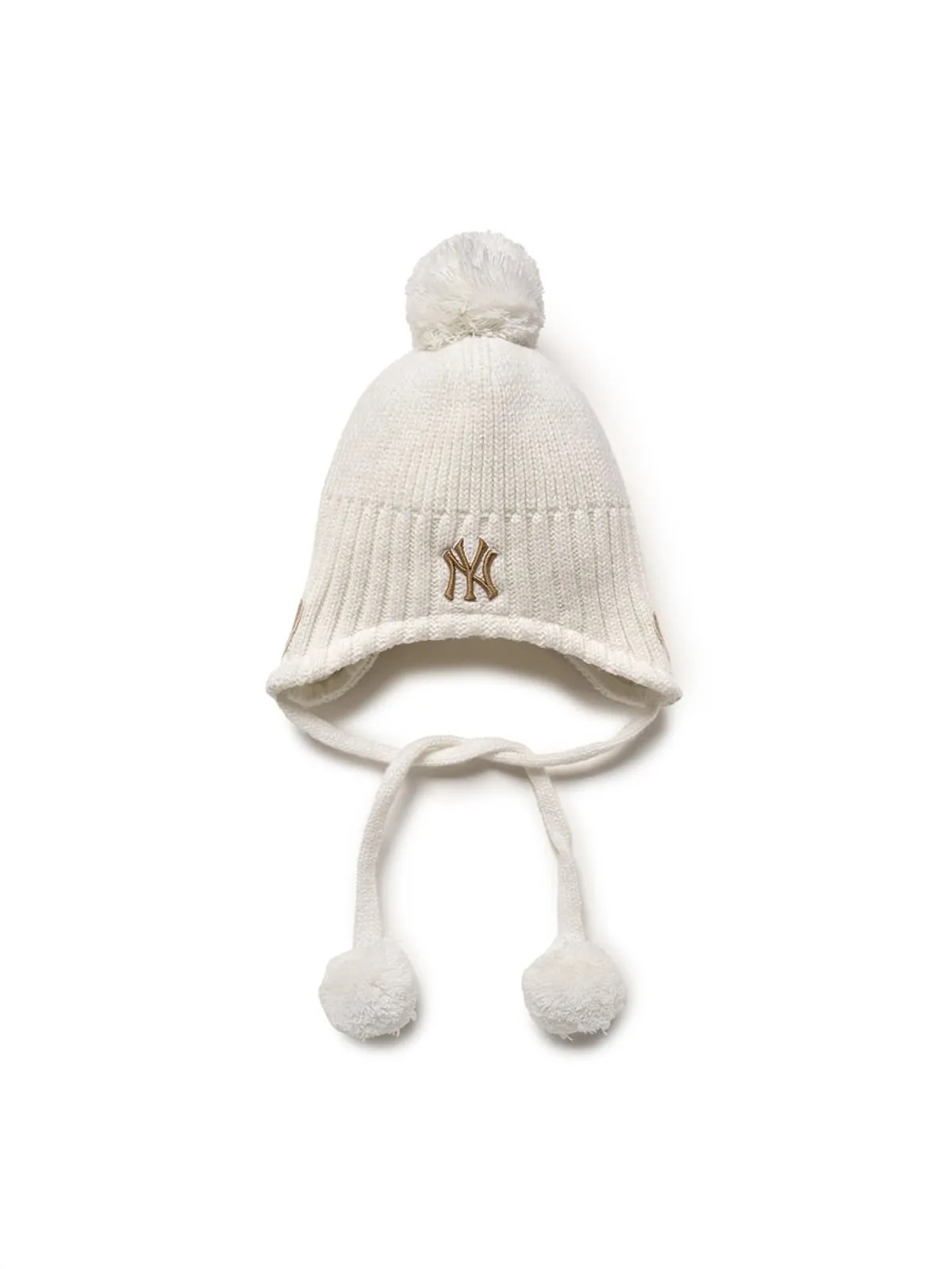 キッズ メガベア ポンポン 耳付き ビニ NY(Cream)