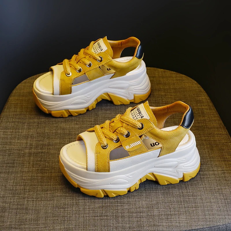 母の日【レトロ】ピープトゥサンダル レディース 8cm厚底 メッシュ 紐結び 2025夏 脚長見え 柔らか トレンド