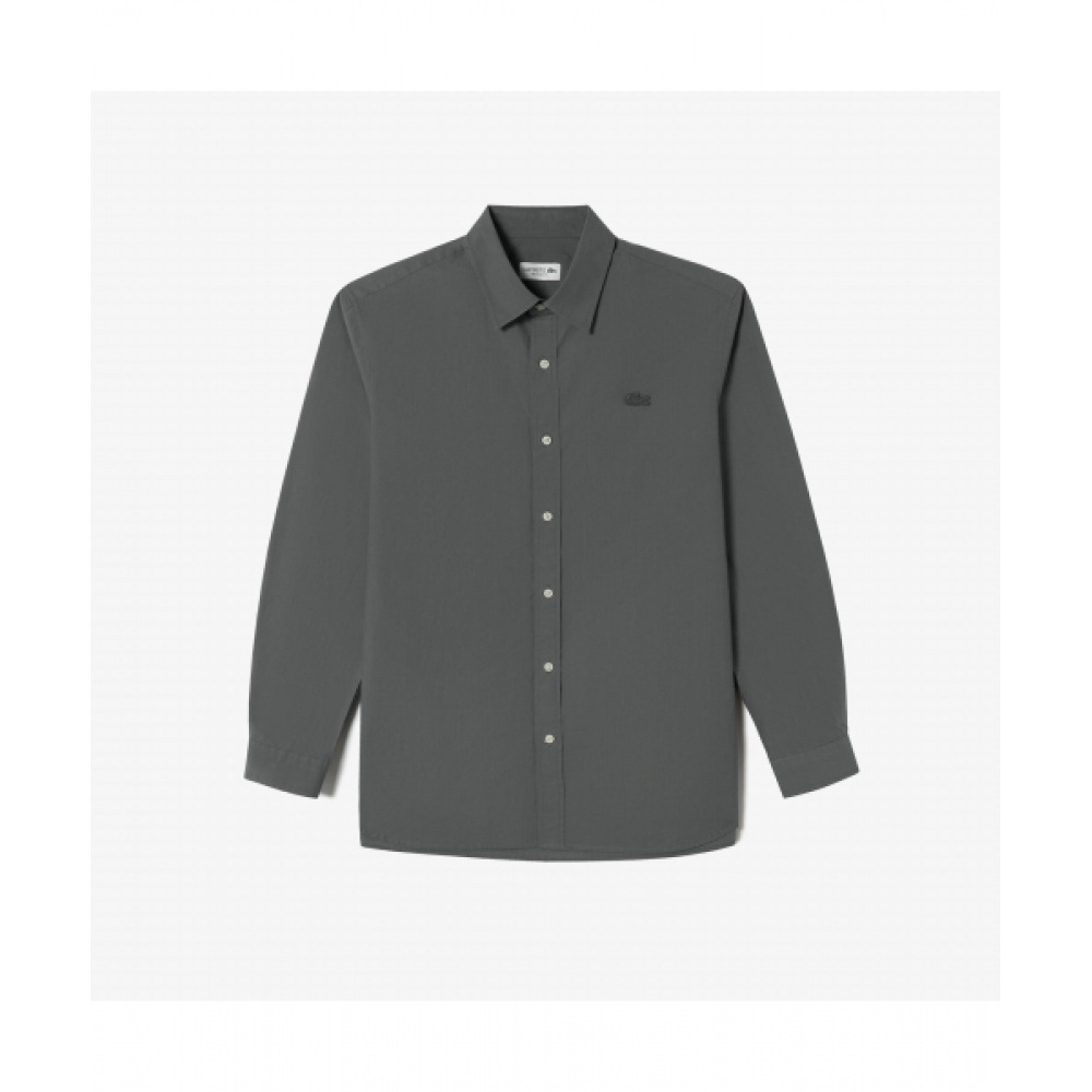 LACOSTE メンズタイプライターシャツ [チャコールグレー]