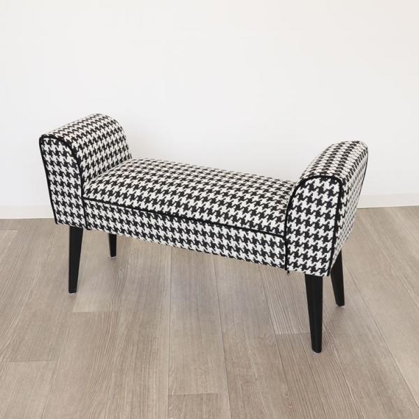 ベンチ スツール 椅子 アームスツール 幅93 千鳥柄 チェア ソファ サロンチェア ブライダルベンチ 玄関ベンチ エントランスチェア ベッドサイド エステサロン