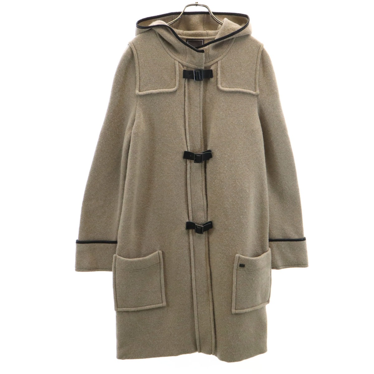 日本製 カシミヤ100％ ニットコート 40 ベージュ系 レディース 古着