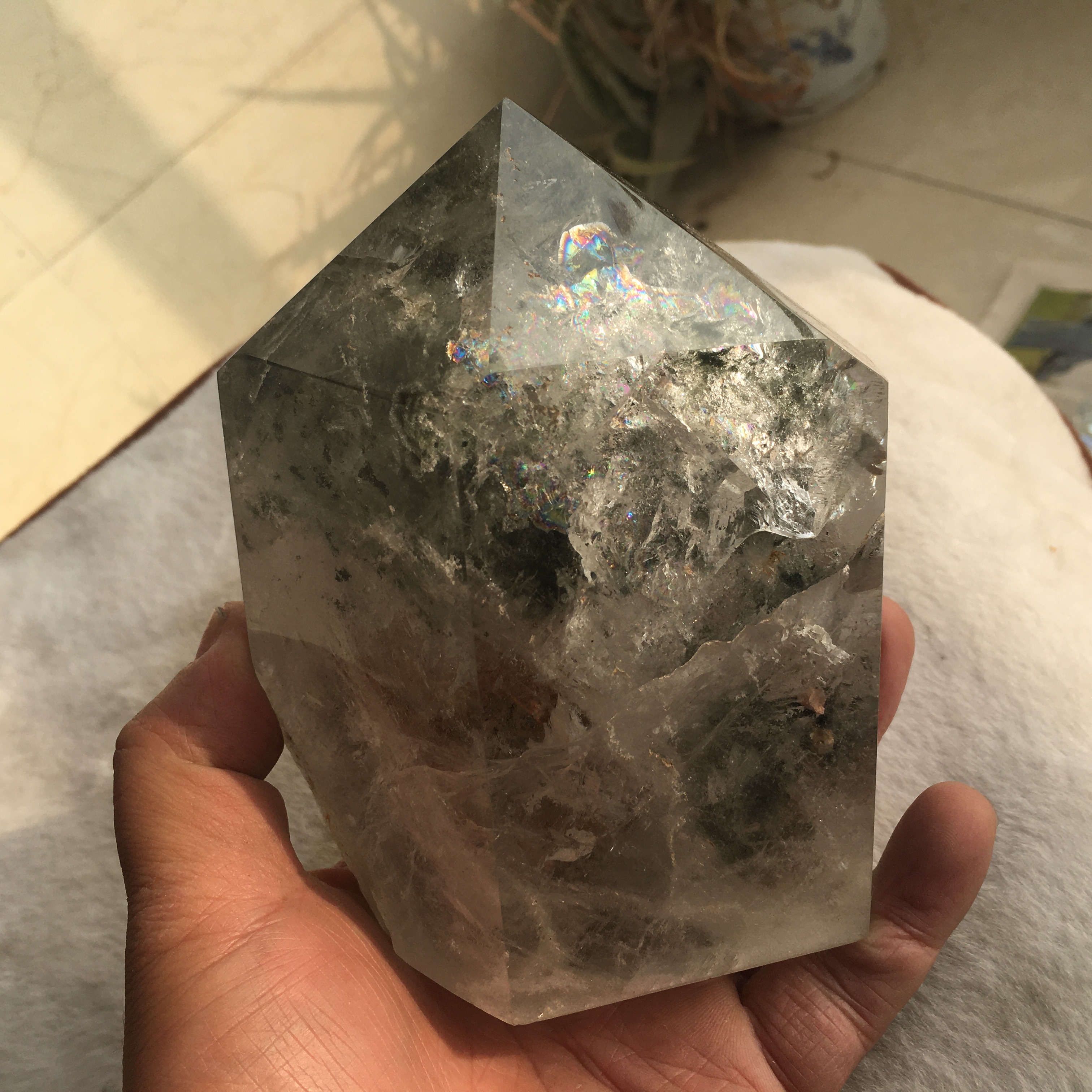 绿幽灵水晶，天然水晶，1410g