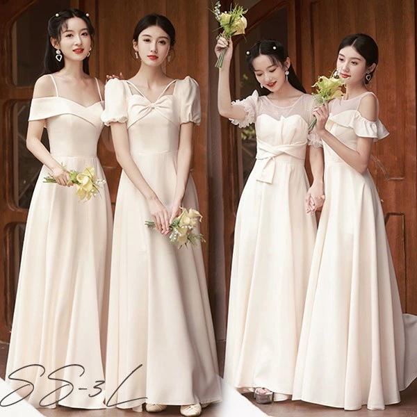 ブライズメイド ドレス 大人 ピアノ 発表会 ロングドレス 演奏会 演奏会用ドレス ピアノ発表会 結婚式 高校生 パーティードレス 演奏会ドレス コンクール イブニングドレス ロング ベージュ サテン