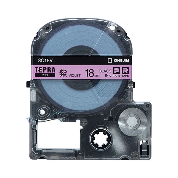 （まとめ） キングジム テプラ PRO テープカートリッジ パステル 18mm 紫／黒文字 SC18V 1個 (×4セット)