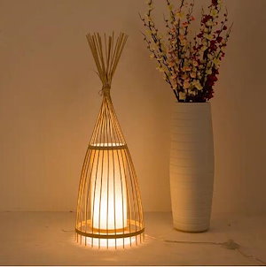 新しい中国風の創造的な籐アート リビング ルーム フロア ランプ東南アジア装飾ランプ レトロな個性 LED 日本フロア ランプ