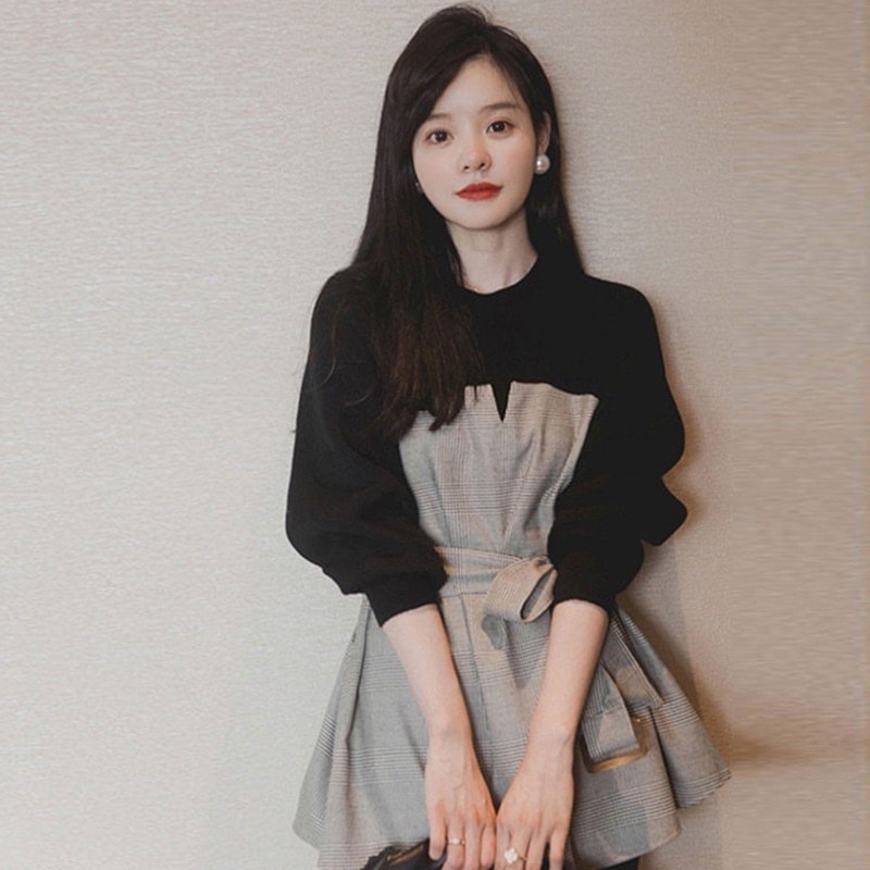 デート プルオーバー トップス 5分袖 五分袖 ラウンドネック 細身 リボン かわいい 可愛い きれいめ シンプル カジュアル 上品 おしゃれ お洒落 かっこいい レトロ 可愛い