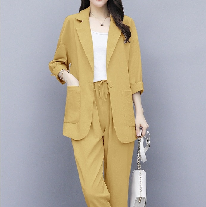 スーツセットアップ カジュアルスーツ 上下スーツセット 春スーツセットアップ トップス アウター セットアップ ジャケット 上着 ワイドパンツ ストレートパンツ ロング丈 袖あり 7分袖 七分袖 長袖
