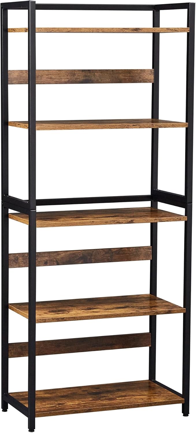 VECELO オープンシェルフ 四角 幅60cm×奥行30cm×高さ145cm スリム ラック 収納ラック アイアンラック 本棚 ラック 棚 すき間収納 キッチンラック リビングラック 花台 シェルフ