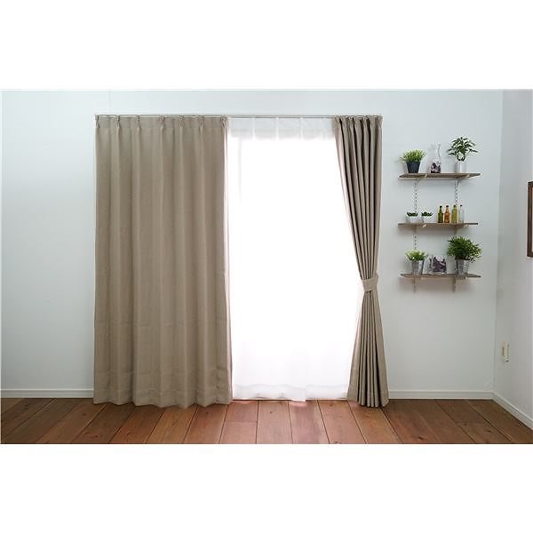 遮光カーテン 幅100cm丈200cm ベージュ 1枚入り 遮光2級 タッセル付き 形状記憶加工 セーラ