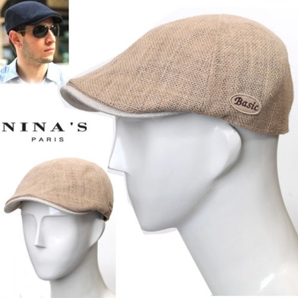 (ニナスパリ) クールリネンマメンズハンティングキャップベレー帽頭を涼しくする (8SH131)