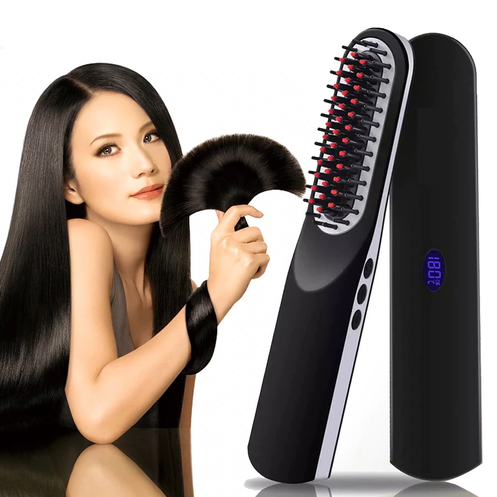 ヒートブラシ ブラシアイロン コードレス ストレート ポータブル クイックスタイリング USB充電式 8,090円