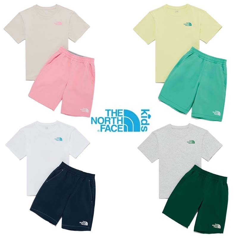NT7UR31 KS CAMPER EX CREW SET キッズ セットアップ 上下セット 半袖 Tシャツ 半ズボン ひざ丈 膝下 男の子 五分丈 七分丈 女の子 小学生 クルーネック 丸襟