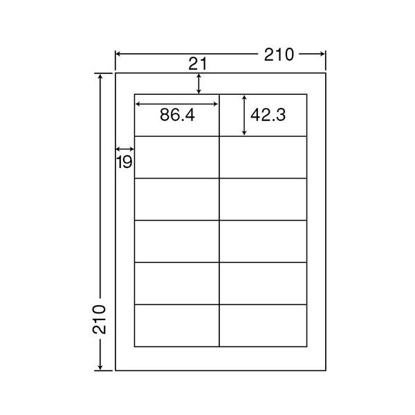 東洋印刷 ナナクリエイトカラーレーザープリンタ用ラベル A4 12面 86.442.3mm 四辺余白付 SCL-11 1箱（400シート:80シート5冊）