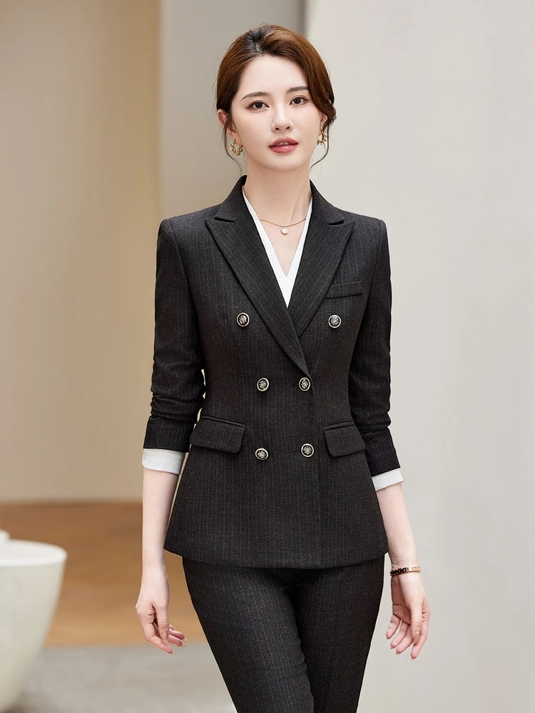 スーツ セットアップ グレー 春秋 女性 ホテル 仕事服 面接 仕事用 高級 クラシック