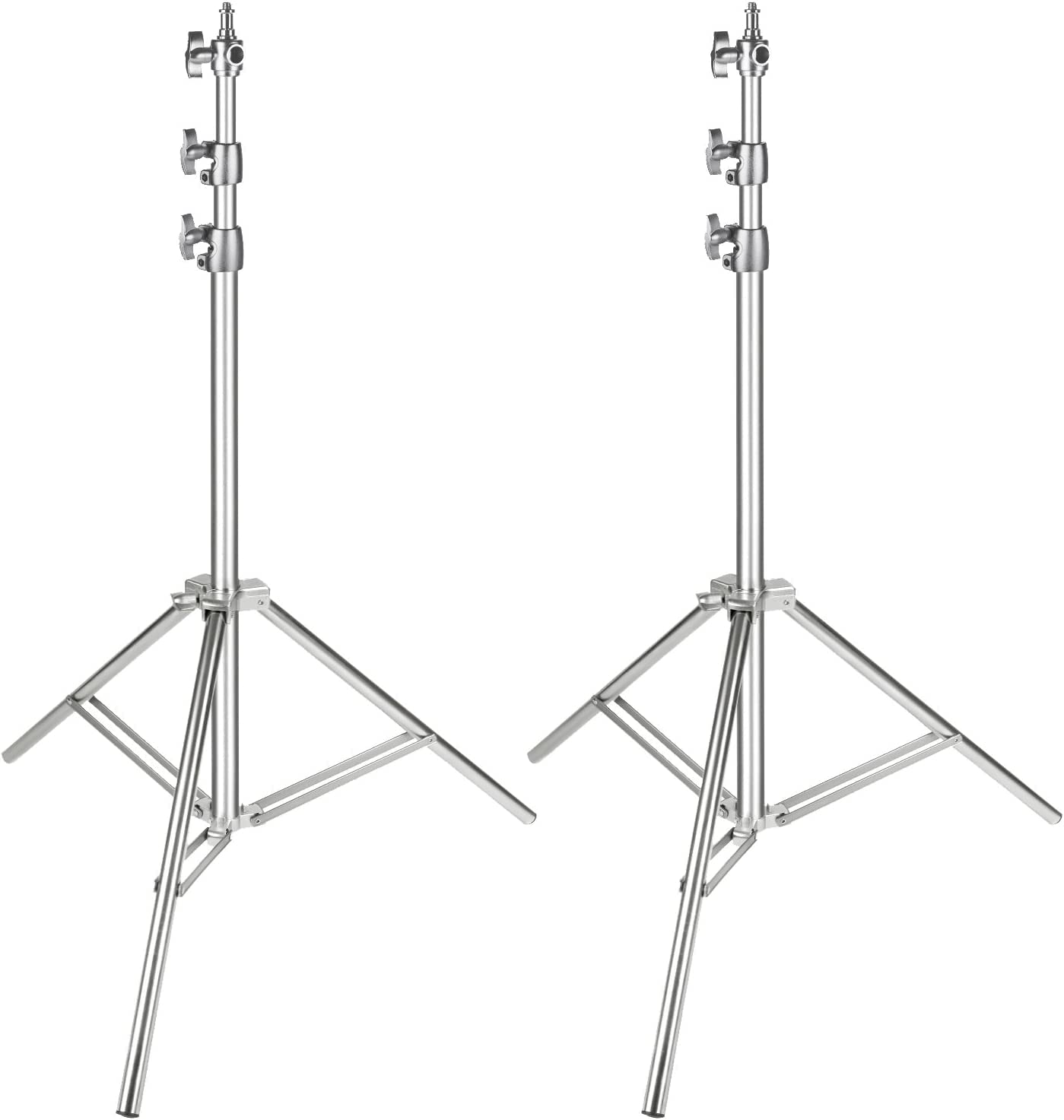 Neewer ステンレススチール製 ライトスタンド 「シルバー」200cm 調整可能ポータブル耐荷重スタンド スタジオソフトボックスモノライトおよびその他の写真機器用 「2パック」