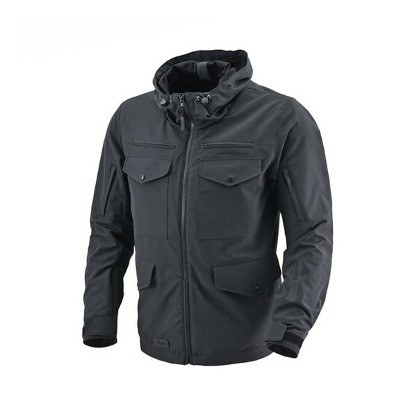 D49717 (Daytona) バイク用 ジャケット 春秋 CE規格 ソフトプロテクター付属 ストレッチ 撥水 タクティクールパーカー DJ-022 ブラック Mサイズ