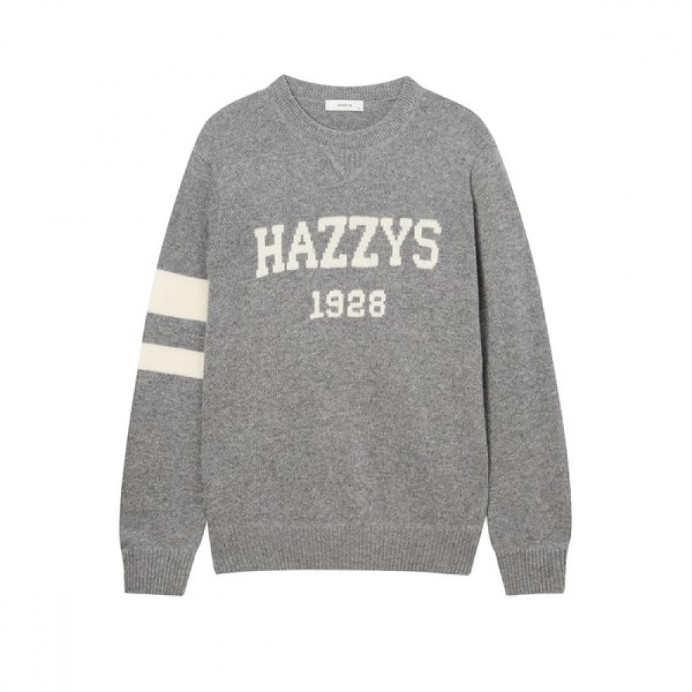 (ヘッジズ) 24FW グレースリーブカラーレタリングウールセーター HZSW4D408G2