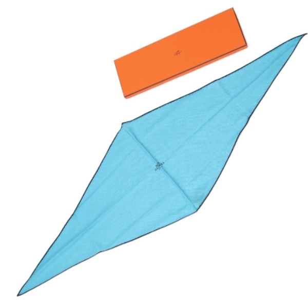 ひし形 カシミヤシルク スカーフ ブルー