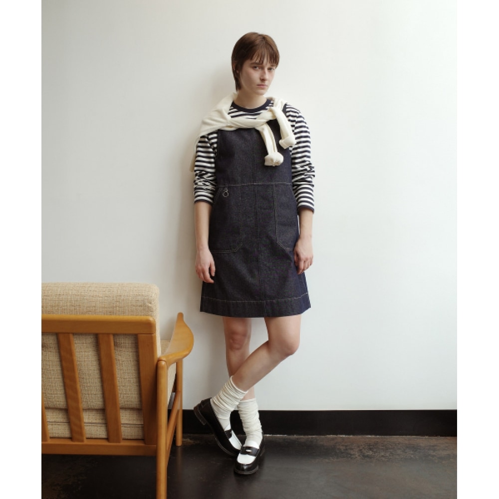 COVERNAT 女性女性サスペンダーデニムドレスインディゴ