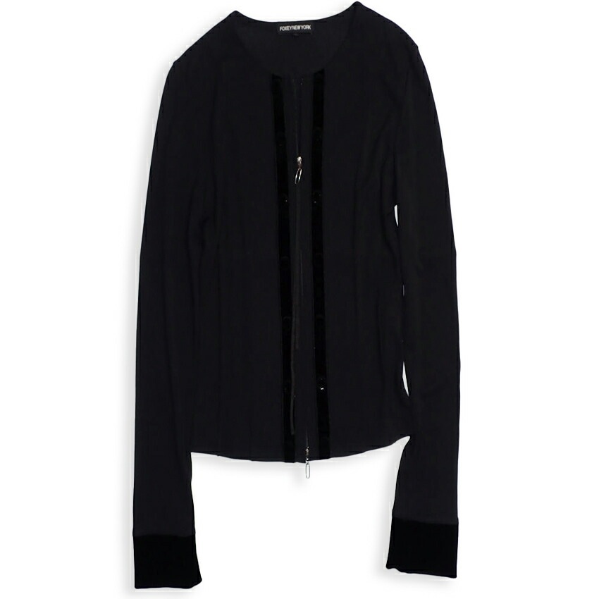 【中古】FOXEY NEWYORK ノーカラー ジップアップ トップス[b43-31］