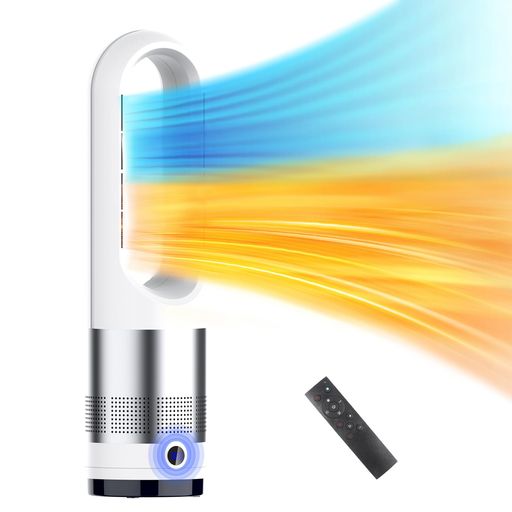 タワーファン 羽なし扇風機【2025革新冷暖房・羽根なし】スリム リビング扇風機 DCモーター48w省エネ 節電 8段階冷風&3段階暖風 自動100首振り 9H切りタイマー 切り忘れ防止 強力送風 大