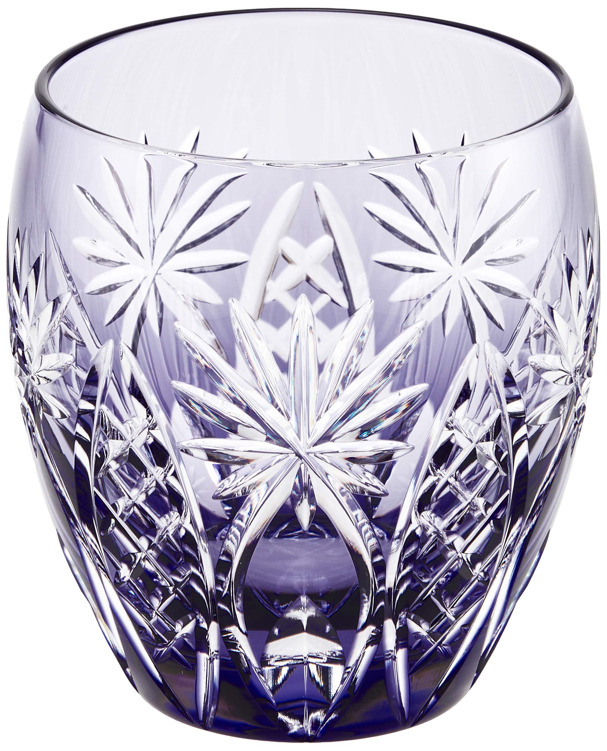 カガミクリスタル(Kagami) ロックグラス 紫 240cc 江戸切子 矢来重に星紋 T727-2668CMP