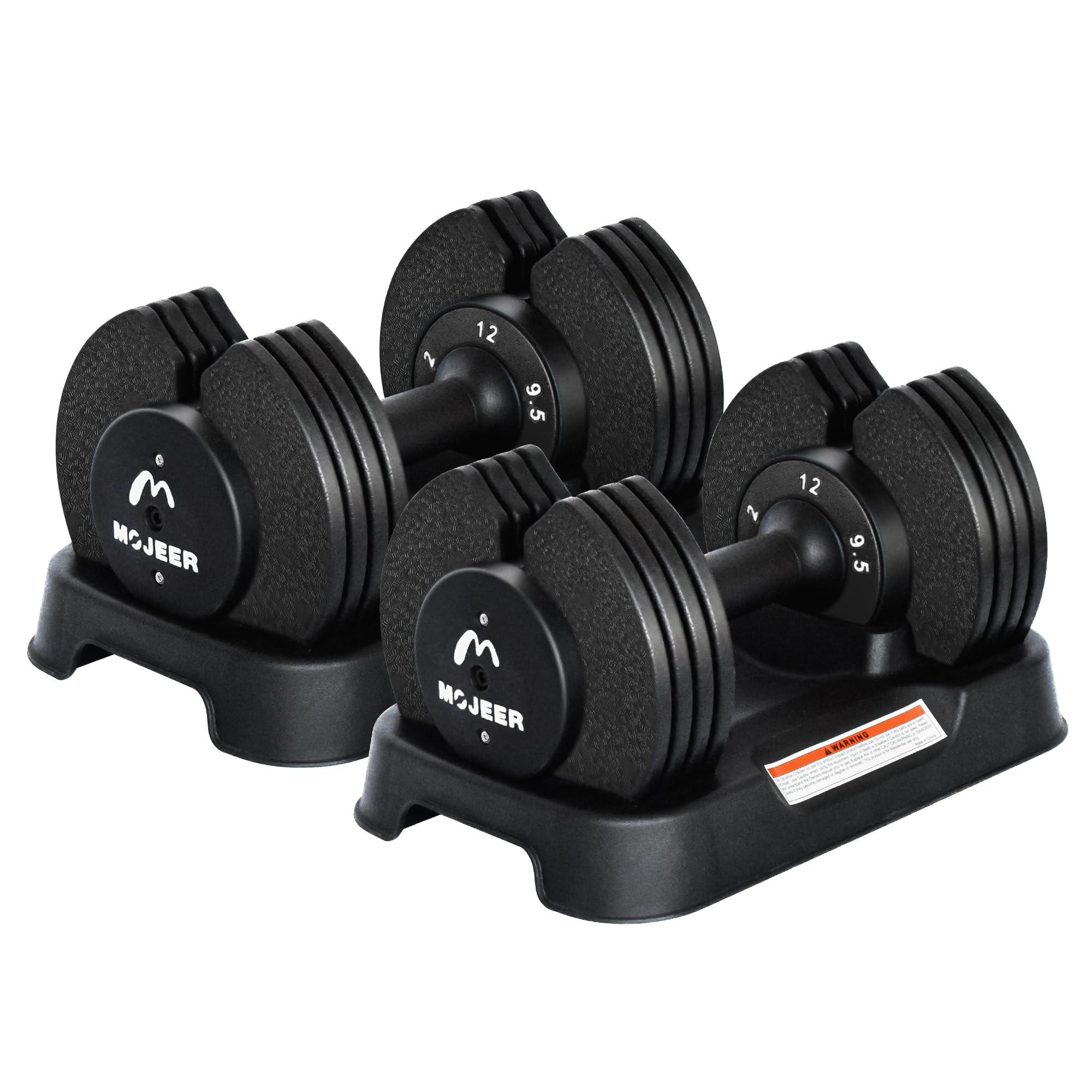 MOJEER ダンベル 可変式 12kg 2個セット アジャスタブルダンベル 2~12kg 5段階調節 1秒で重量調整 コンパクト クイックダンベル 筋トレ 日本語取扱説明書付き (黒い, 12kg×