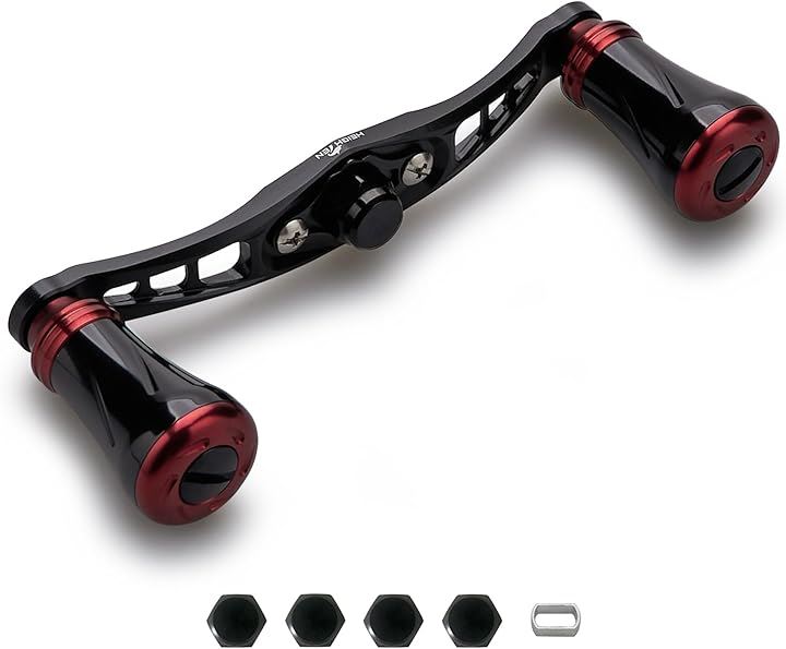 92mm リール ハンドル 19mm ノブ搭載 シマノ SHIMANO ダイワ DAIWA アブ Abu 通用 ベイトリール Wing Pillar Series( ブラック＆レッド)