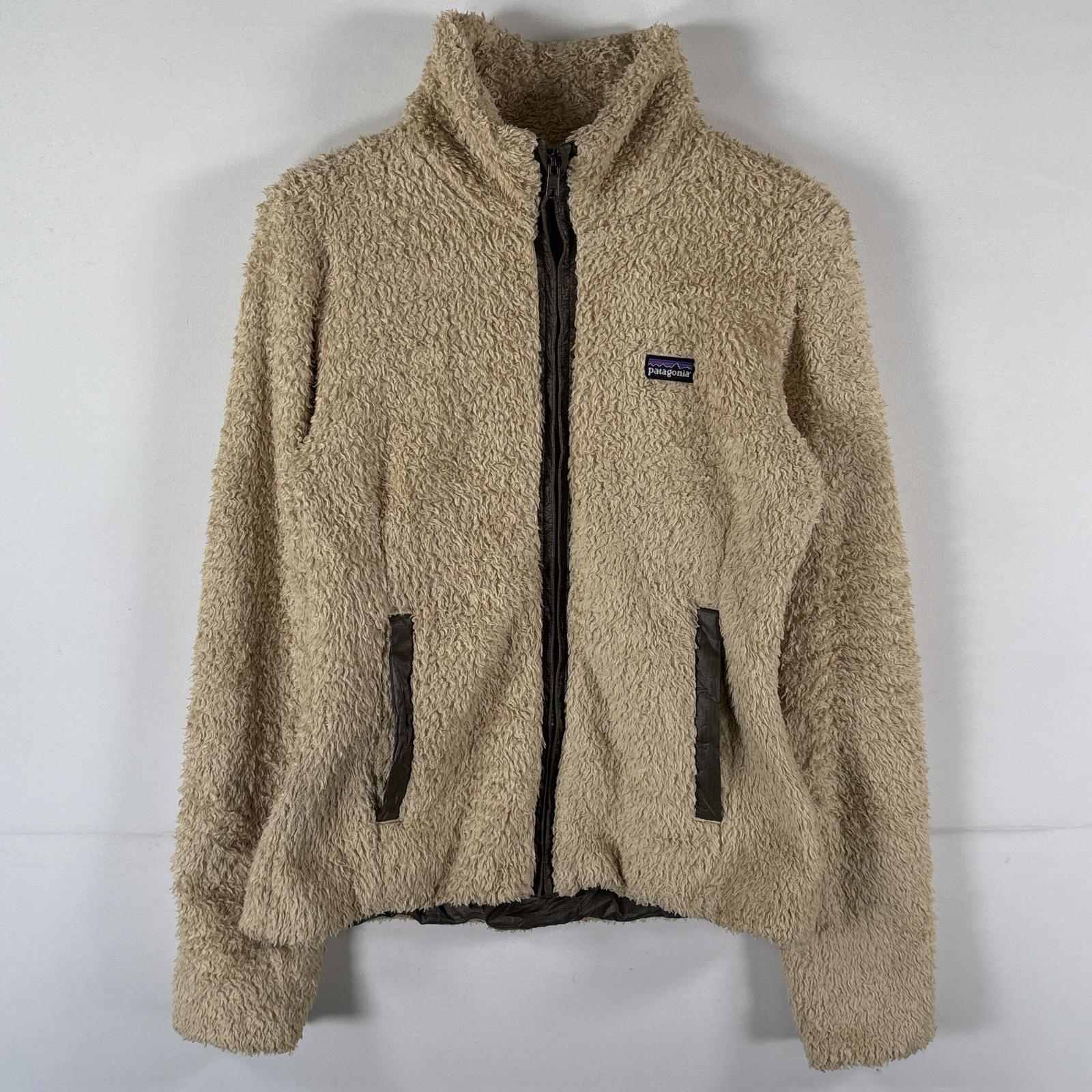 古着 フルジップフリースジャケット ロスロボスジャケット ワンポイントロゴ アウトドア S ベージュ レディース