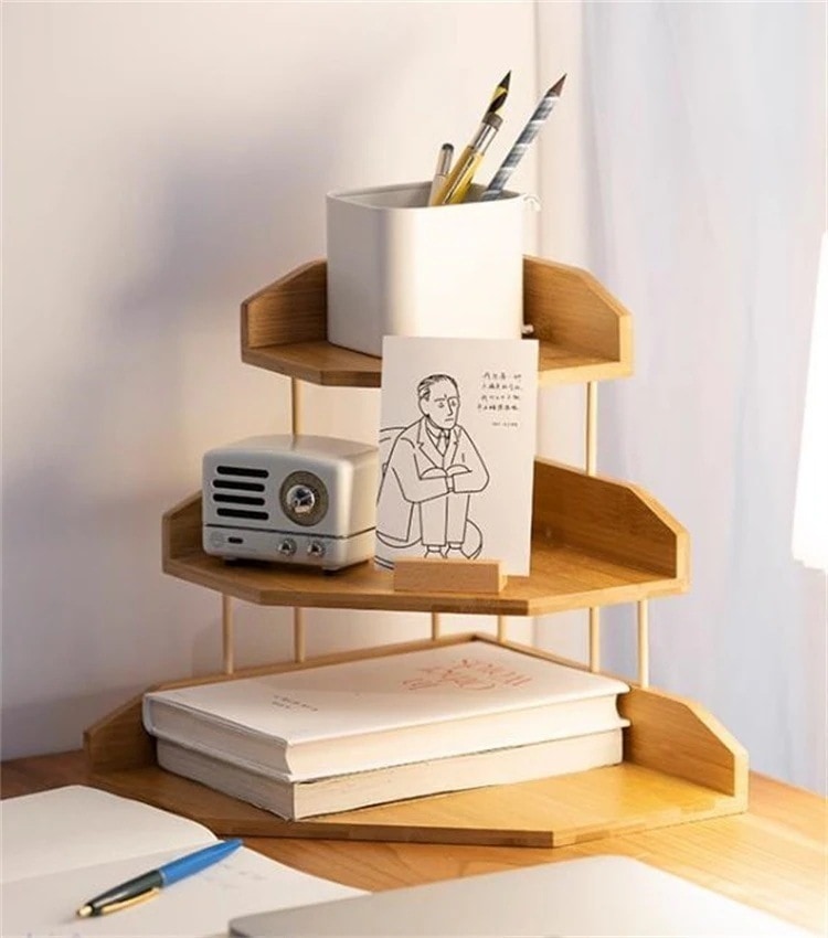 【メガ割】激安セール キッチン収納 整理箱 ゴミ収納ケース 木質 多層 棚 事務用品 多機能 デスクトップ収納