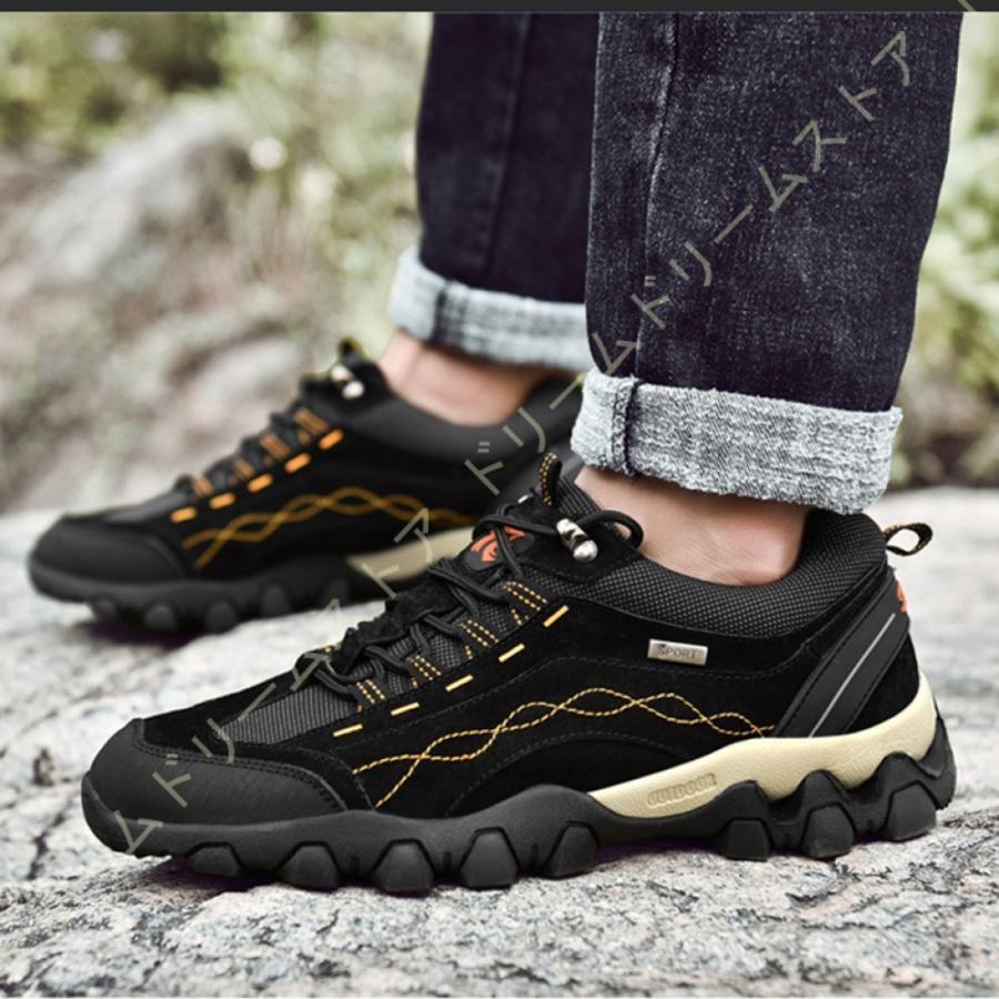ハイキングシューズ メンズ トレッキングシューズ 撥水 本革 ローカット 軽い 登山靴 防滑 耐磨耗 大きいサイズ アウトドア キャンプ シューズ 通気性