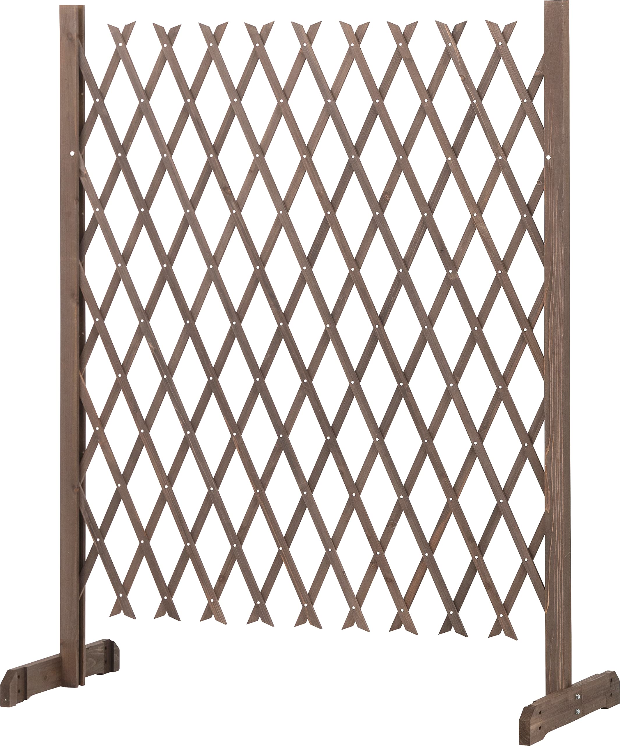 送料無料 タカショー スタンド付伸縮ラティス 120x150 ブラウン 木製 WSR 足位置調節 フェンス トレリス おしゃれ WSR-1215B