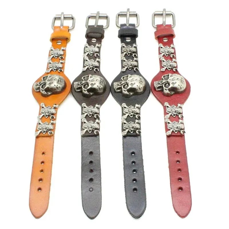 スカルバックルレザーベルトブレスレット 1個販売 シンプル 腕輪 バングル 男性 女性 ペアルック 手首 皮 革 プレゼント ギフト おしゃれ 男 女 誕生日 記念日 stv00-00161