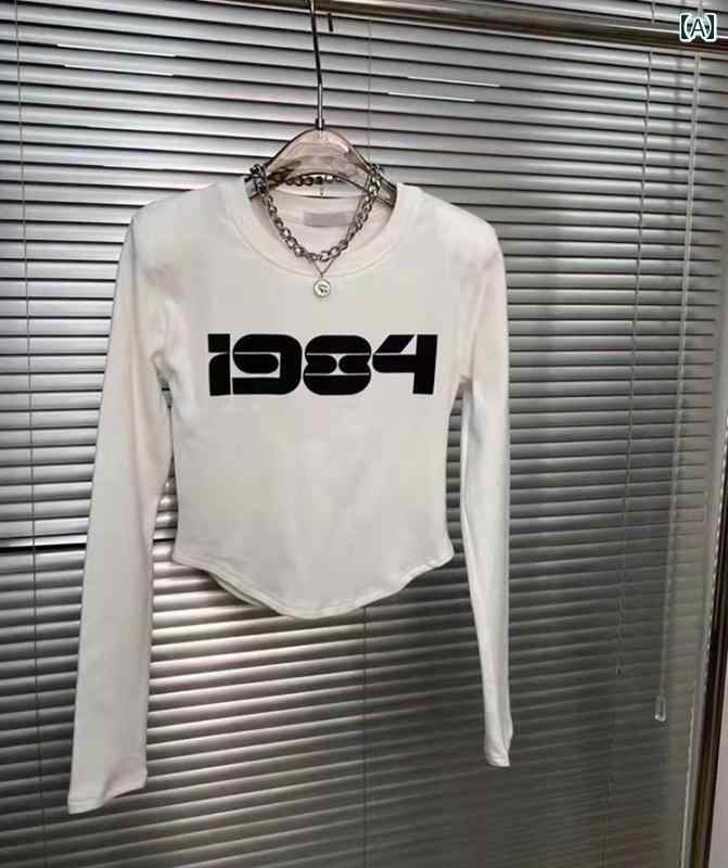 レディース トップス カジュアル おしゃれ 起毛 不規則 プリント 長袖 Tシャツ 秋冬 インナー レイヤー スリム シャツ