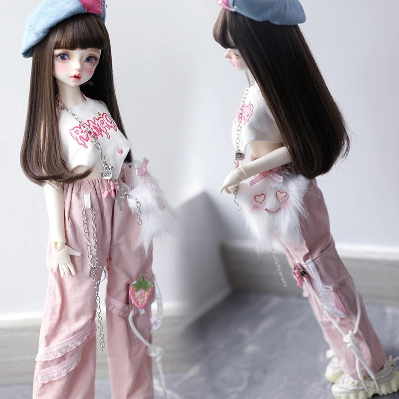 BJD 1/4 1/5 1/6 ドール 服 可愛い トップス パンツ 帽子 幼SD/MSD/MDD/kumakoサイズ球体関節人形用衣装セット