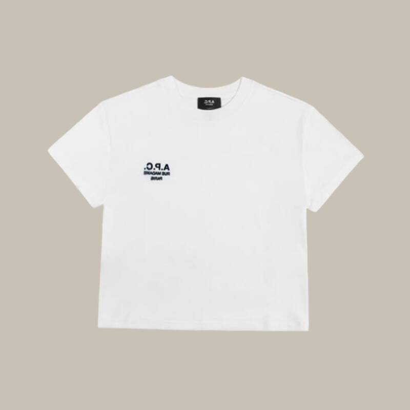 アペッセ マダム ボックスクロップ レディース半袖Tシャツ COHBM F26389 TAE BLANC/DARK NAVY RUE MADAME