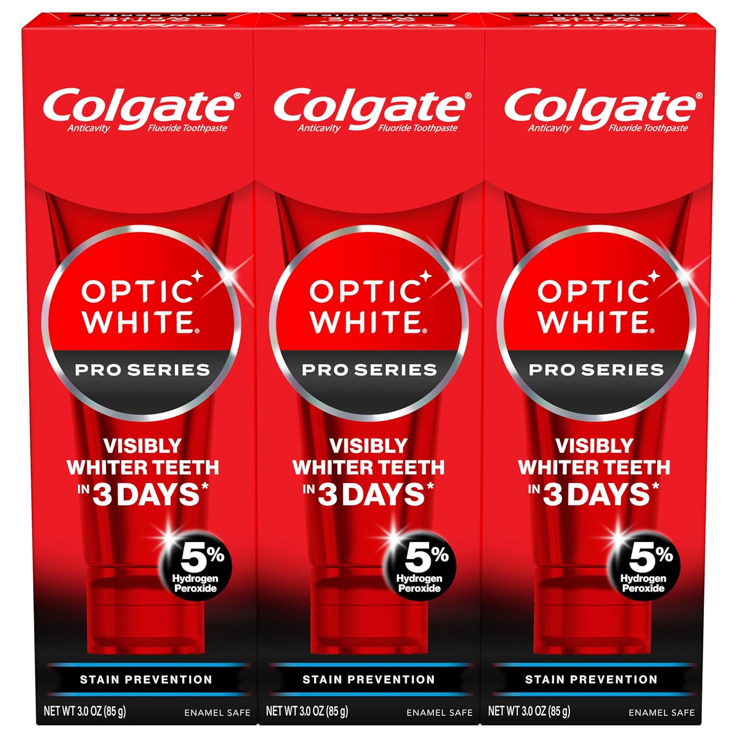 Colgate Optic White Proシリーズの汚れ防止過酸化水素歯磨き粉歯のホワイトニング歯磨き粉効果的に紅茶コーヒーワインの汚れを取り除きます日常使用のためのエナメルセーフ3パ