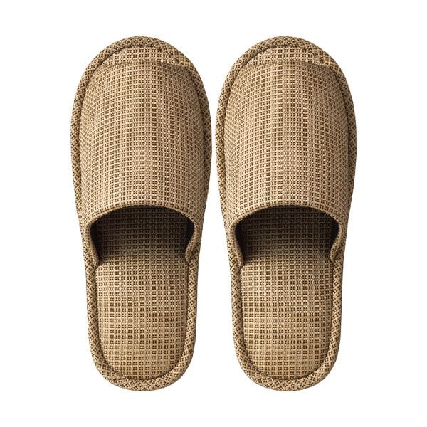 （まとめ） TANOSEE 外縫いスリッパ ラドクリフ ベージュ 1足 [x10セット]