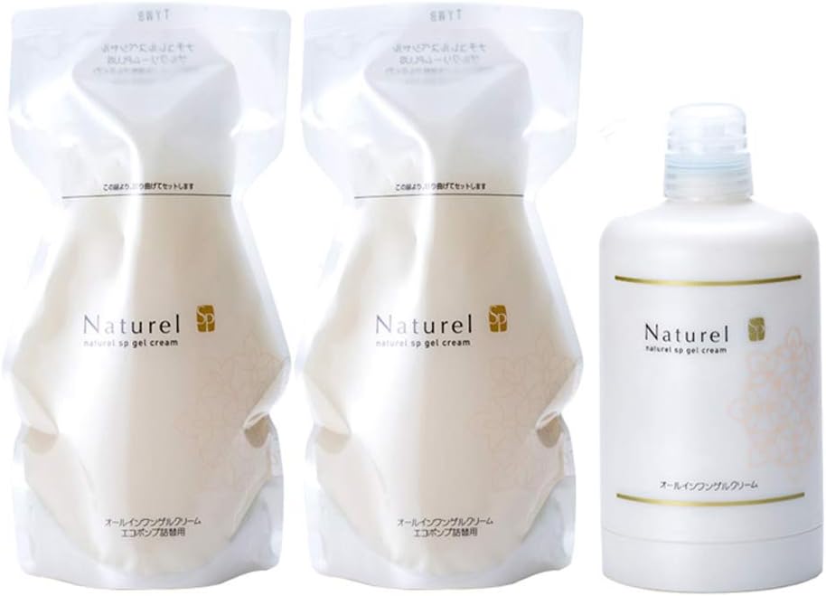 ナチュレルSP ゲルクリーム PLUS エコツインセット 詰替用550g×2 空のエコボトル付き 9種類のサンプルセット付