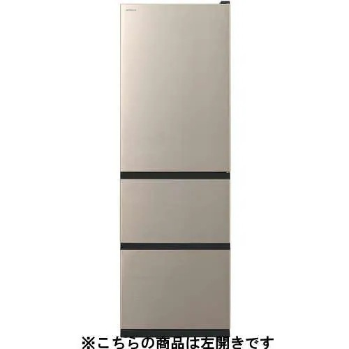 日立 冷蔵庫 375L 左開き 3ドア 幅60cm 真ん中野菜室うるおいチルド R-V38X ゴールド系