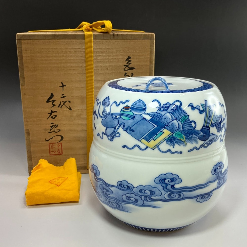 ARITA 有田焼 十二代 今泉今右衛門 作 色鍋島宝絵水指 食器 陶磁器 _ 中古品 Aランク