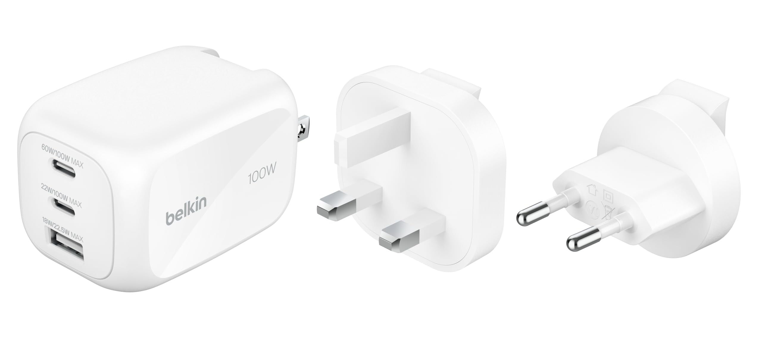 Belkin ベルキン Boost Charge Pro 100W 急速充電器 アダプター USB-C PD 3.1×2 USB-A×1 高速充電 PPS対応 iPhone 17,16～12対応 スマ